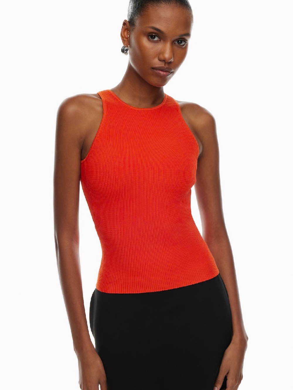 Aritzia Sleeveless Babaton Ribbed Tank in Vibrant Orange-Red